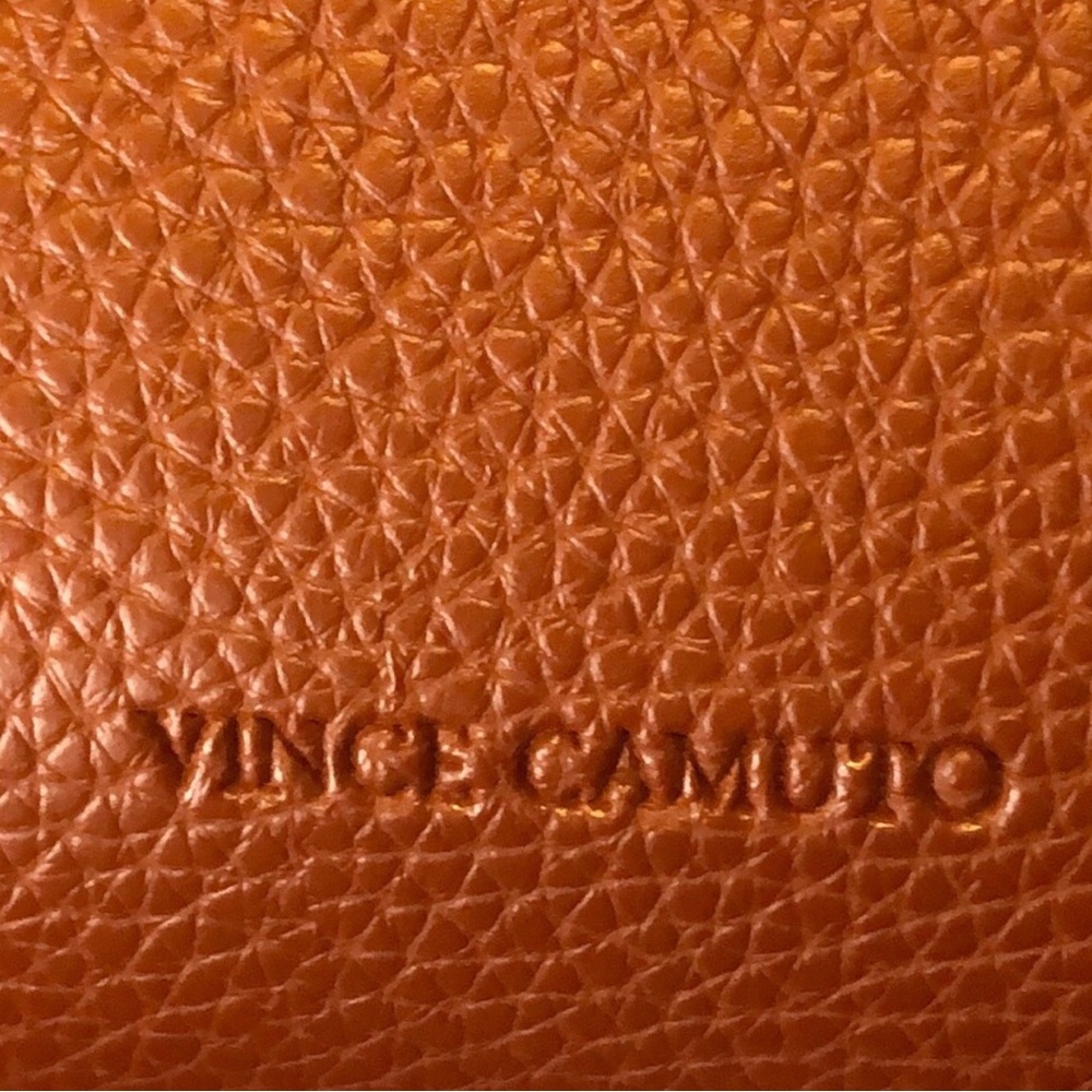 VINCE CAMUTO Tumbled Faux Leather Tote,Rich Chestnut Brown,Black Stripe.NWOT NEW - Picture 8 of 16